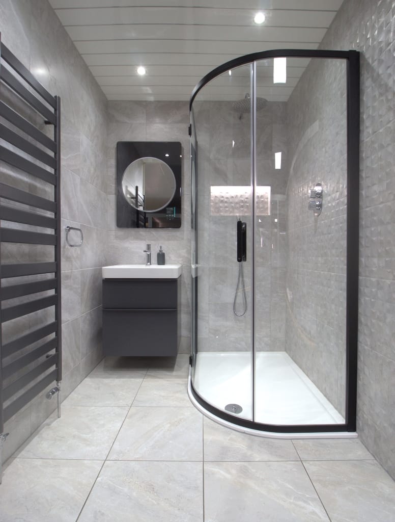 black framed offset quadrant shower tray in hillington glasgow