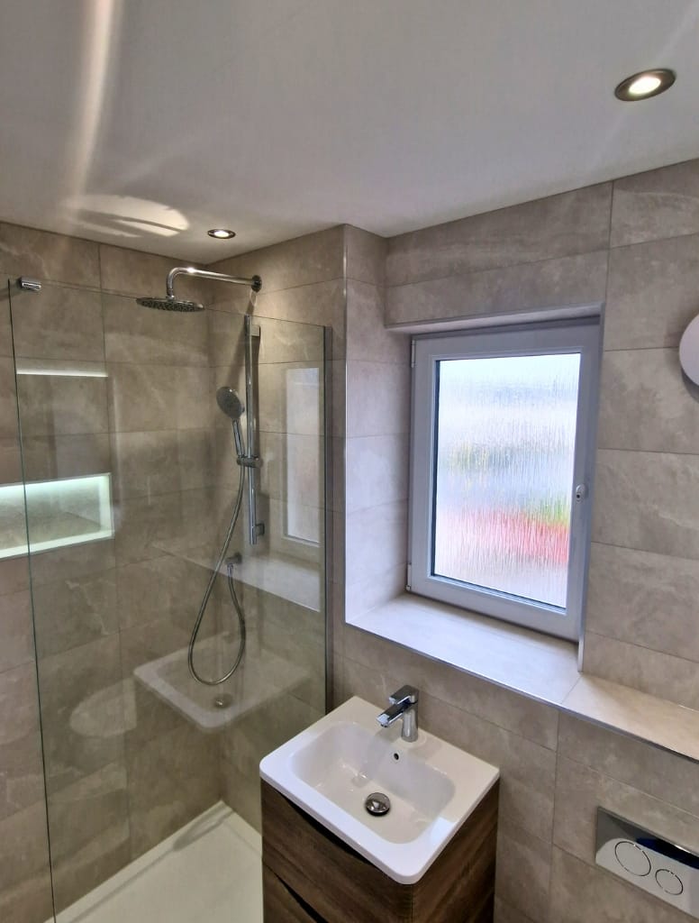 Bathroom with walk in shower in Bearsden